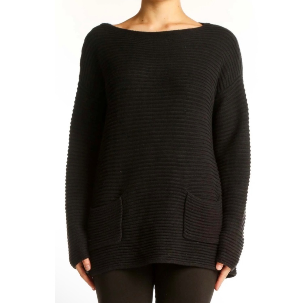 Free People Black Ribbed Textured Women's Tunic Sweater Dress Size XS